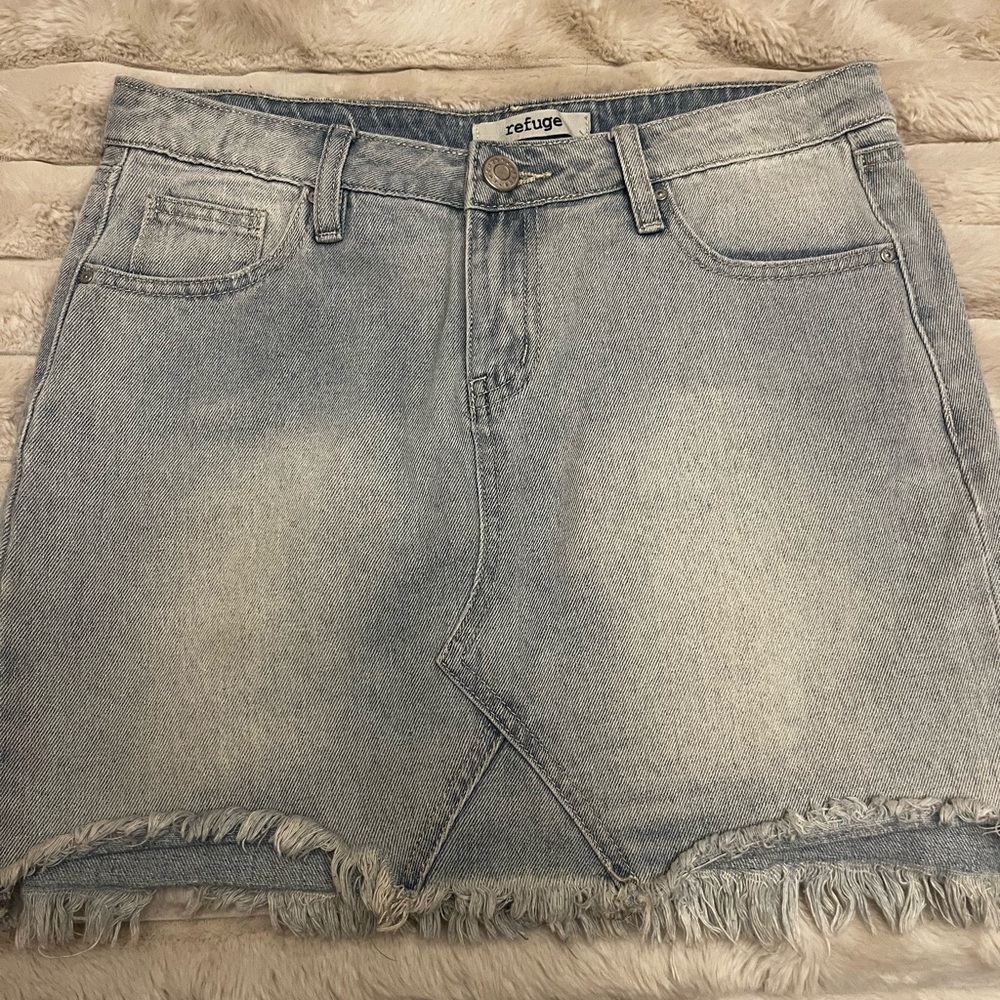 Refuge Light Blue Denim Skirt